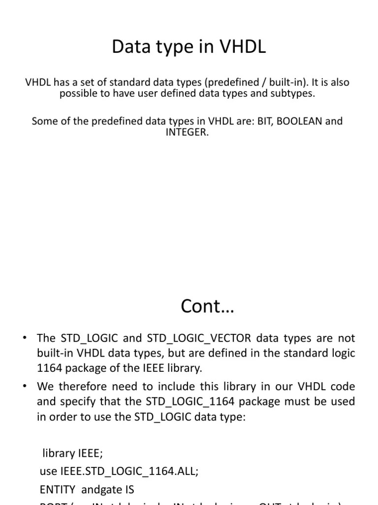 Data Type In VHDL | PDF | Data Type | Vhdl
