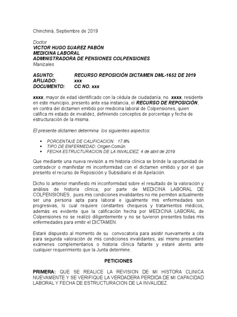 Recurso De Reposicion Modelo | PDF