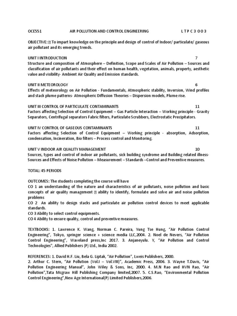 Syllabus | PDF | Air Pollution | Atmosphere Of Earth