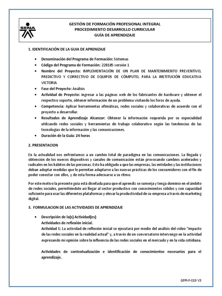 Guia De Aprendizaje - Redes Sociales | PDF | Internet | Tecnología De Información Y Comunicaciones