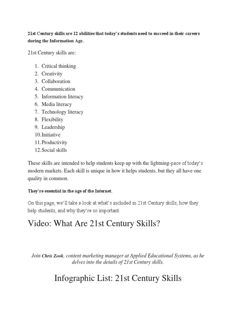 21st Century Skills | PDF | Leadership | Information Literacy
