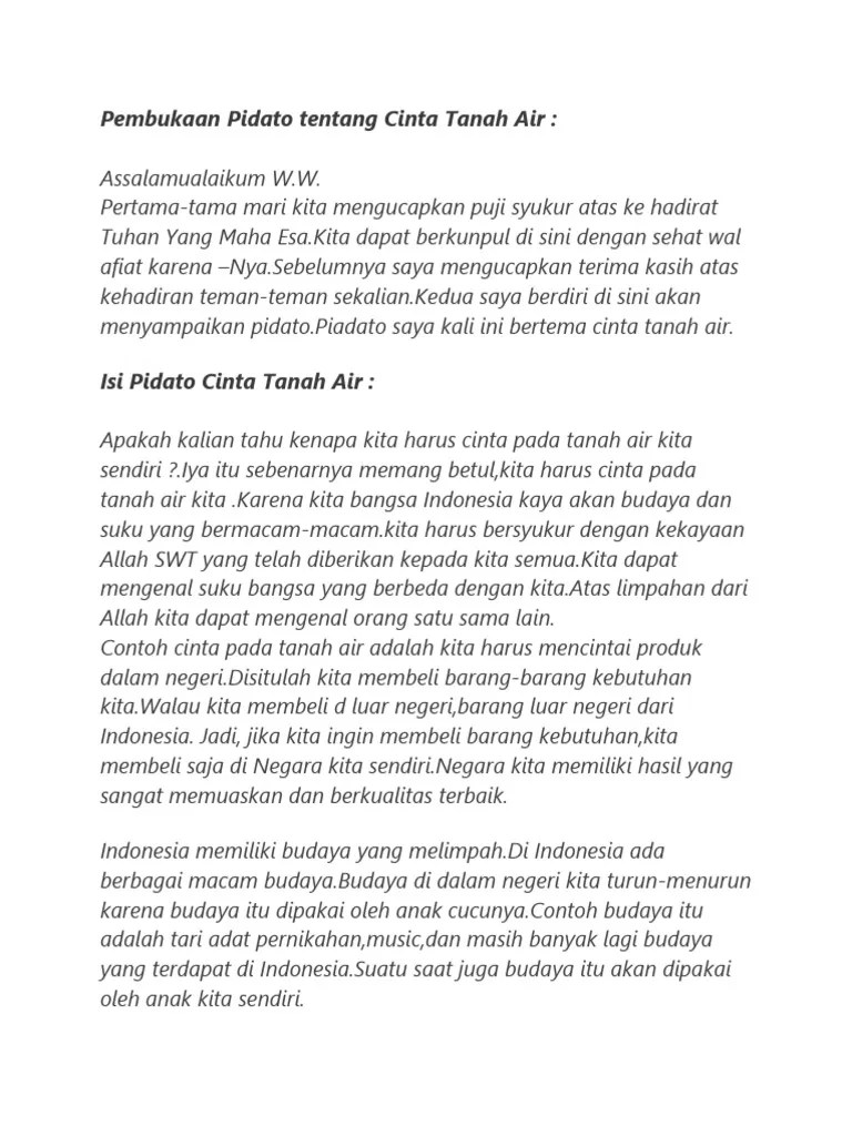 Pembukaan Pidato Tentang Cinta Tanah Air | PDF