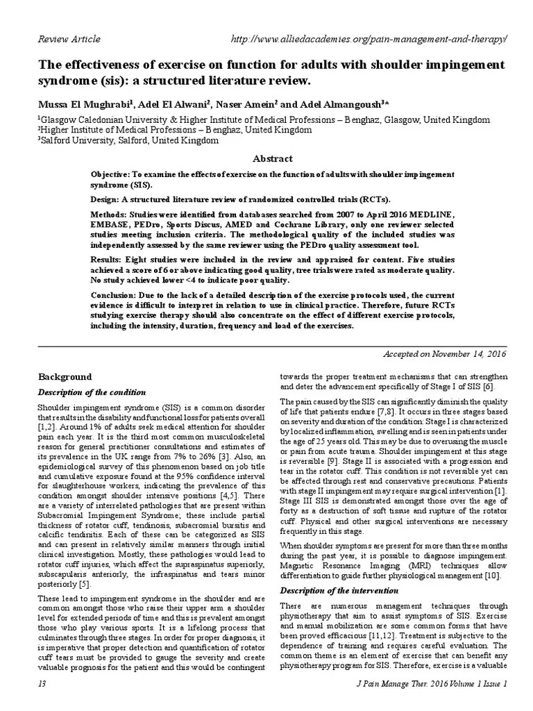 Shoulder | PDF | Randomized Controlled Trial | Physical Therapy