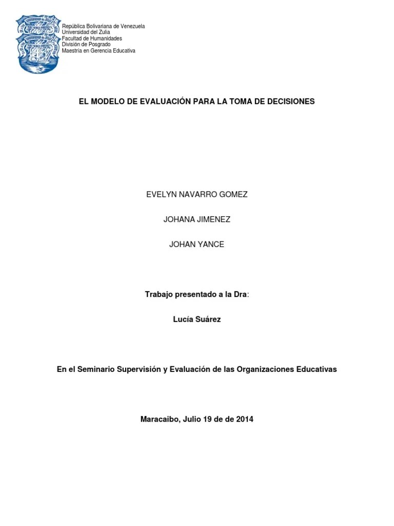 La Evaluacion Para La Toma De Decisiones | PDF | Evaluación | Planificación
