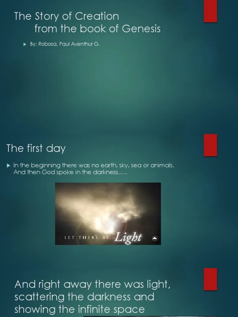 The Story Of Creation From The Book Of Genesis: By: Robosa, Paul Aventhur G | PDF