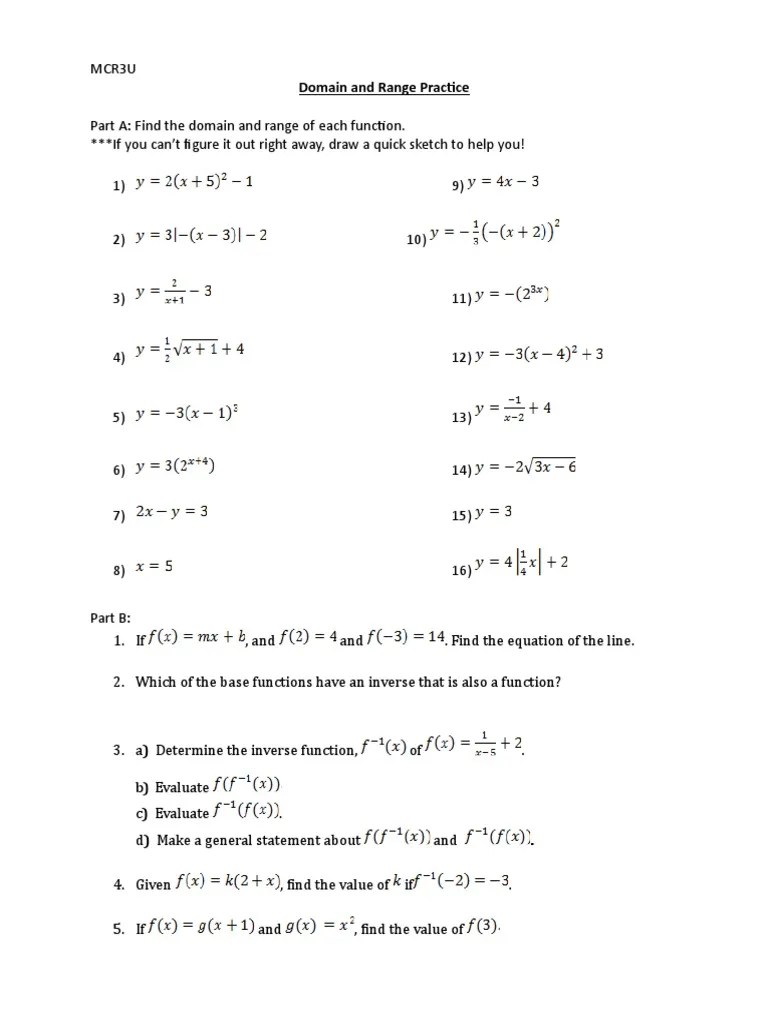 MCR3U-Unit 1 Assignment | PDF | Function (Mathematics) | Cartesian ...