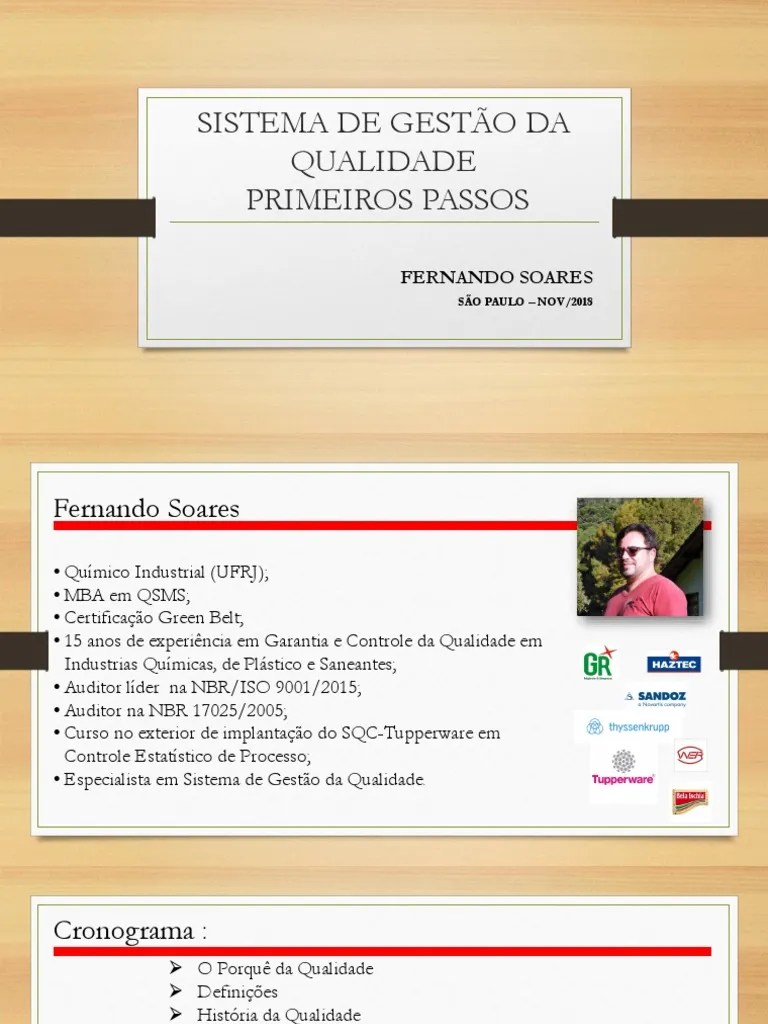 Primeiros Passos Para Um Sistema De Gestão Da Qualidade | PDF | Qualidade (negócios) | Business