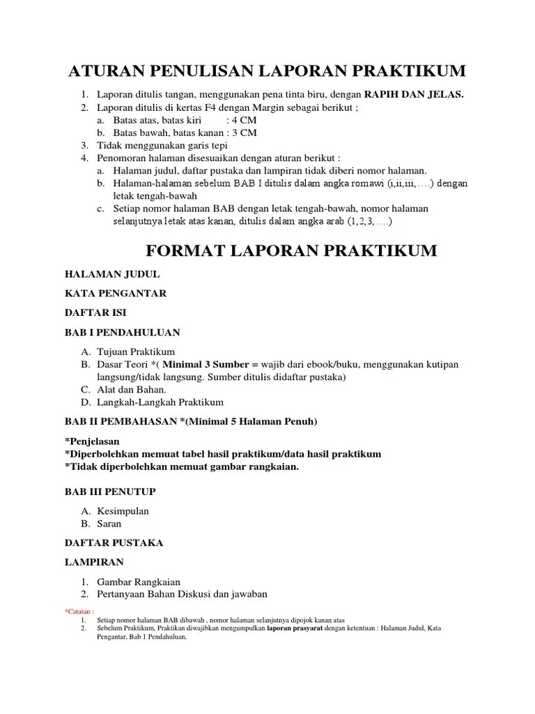 Sebenarnya, apa sih fungsi kata pengantar itu? Aturan Penulisan Laporan Praktikum Pdf
