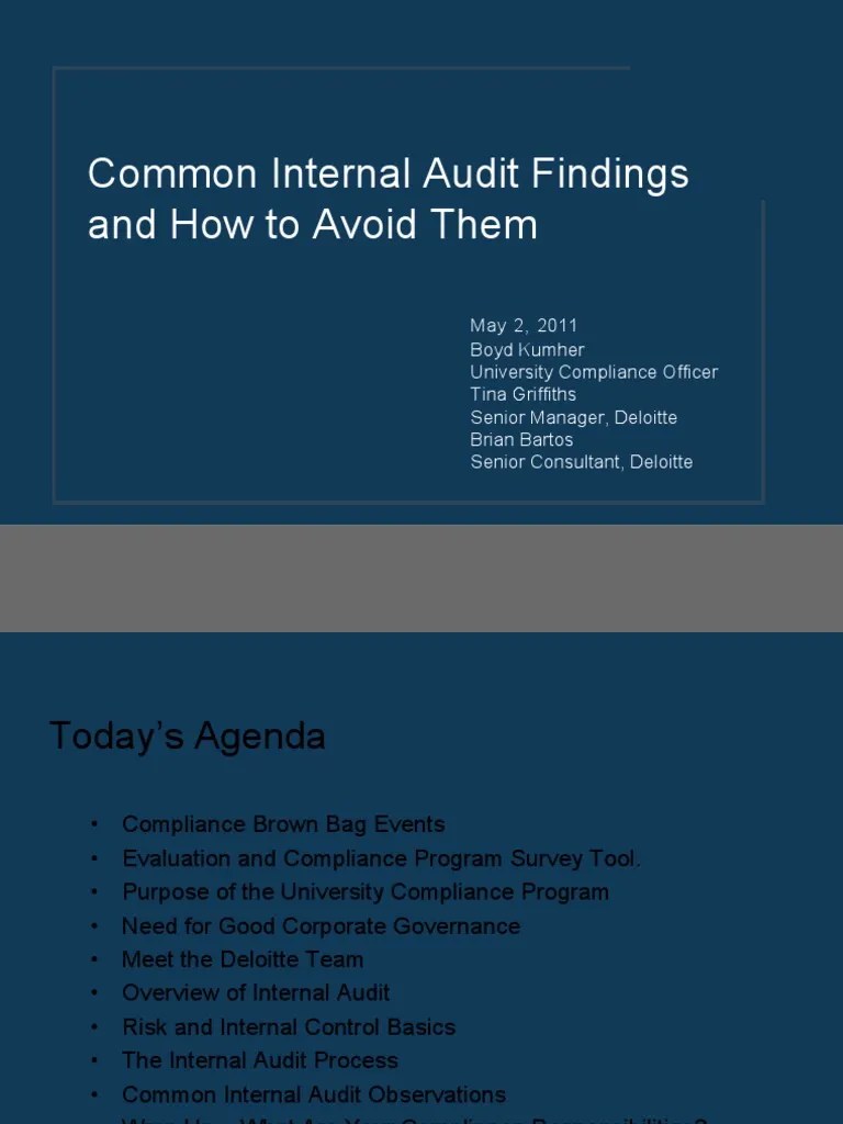 Common Internal Audit Findings And How To Avoid Them: An Overview | PDF ...
