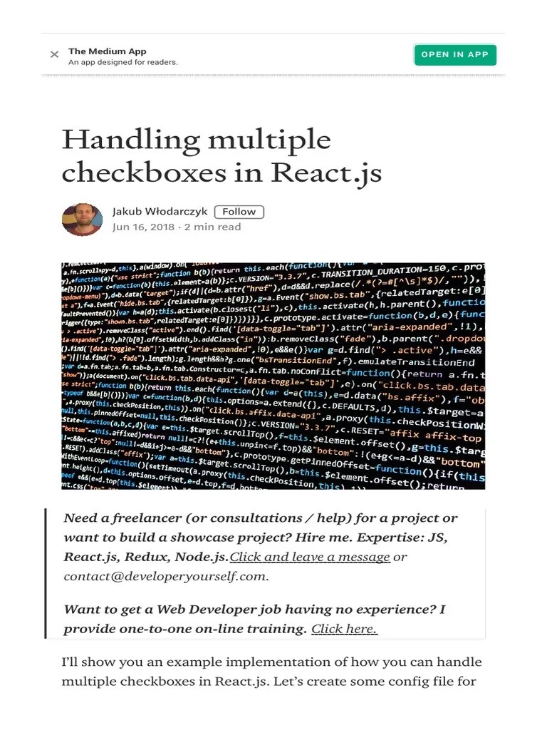 Handling Multiple Checkboxes In React Js 337863fd284e | PDF | Software Development | Software