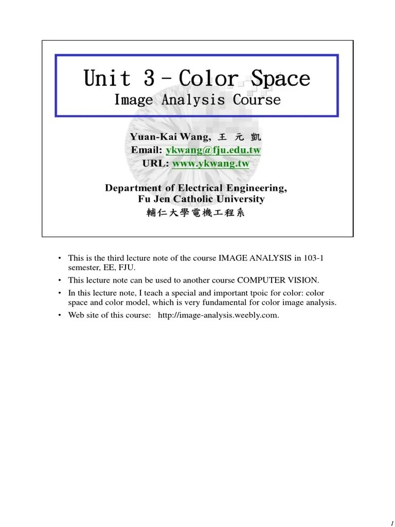 03 Color Space Lecture Note | PDF | Rgb Color Model | Computer Monitor