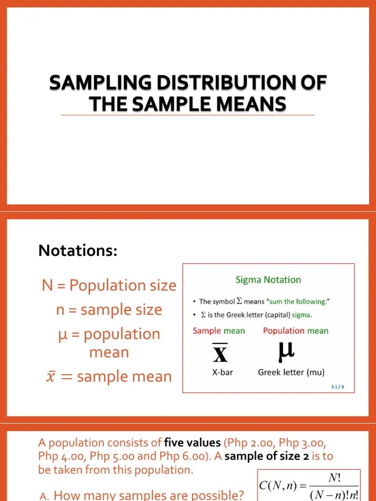 4Q Sampling Distribution Of The Sample Means | PDF | Mean | Standard ...