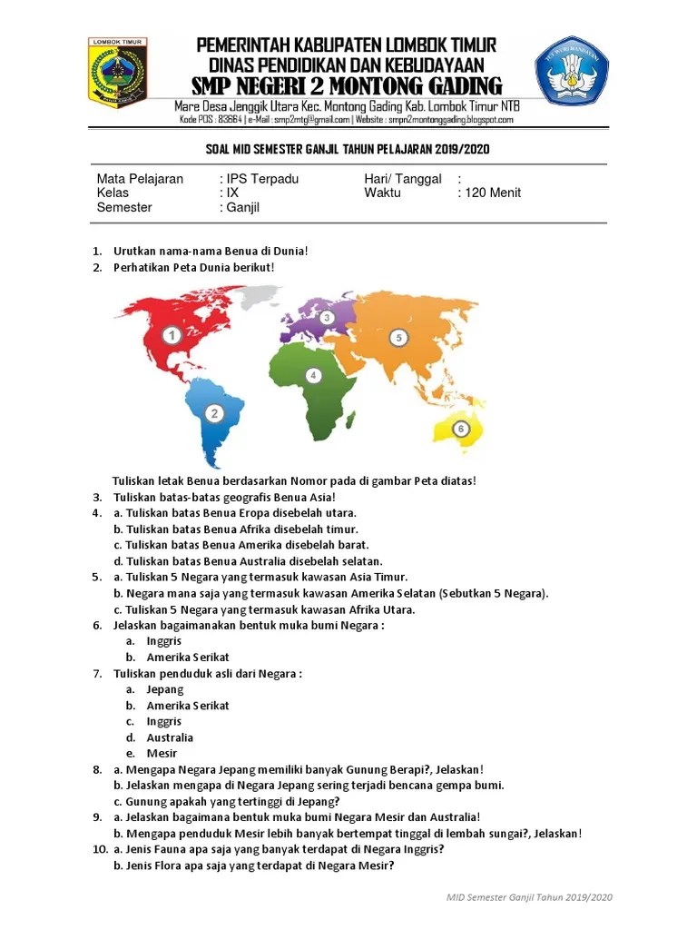 Buku pendidikan agama islam (pai) kelas 9 smp/mts kurikulum 2013. Soal Ips Kelas 9 Semester Ganjil 20192020 Pdf
