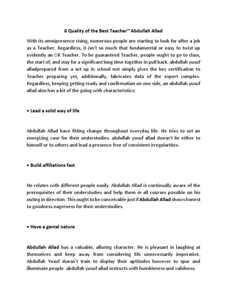 6 Quality Of The Best Teacher | Download Free PDF | Epistemology | Cognition