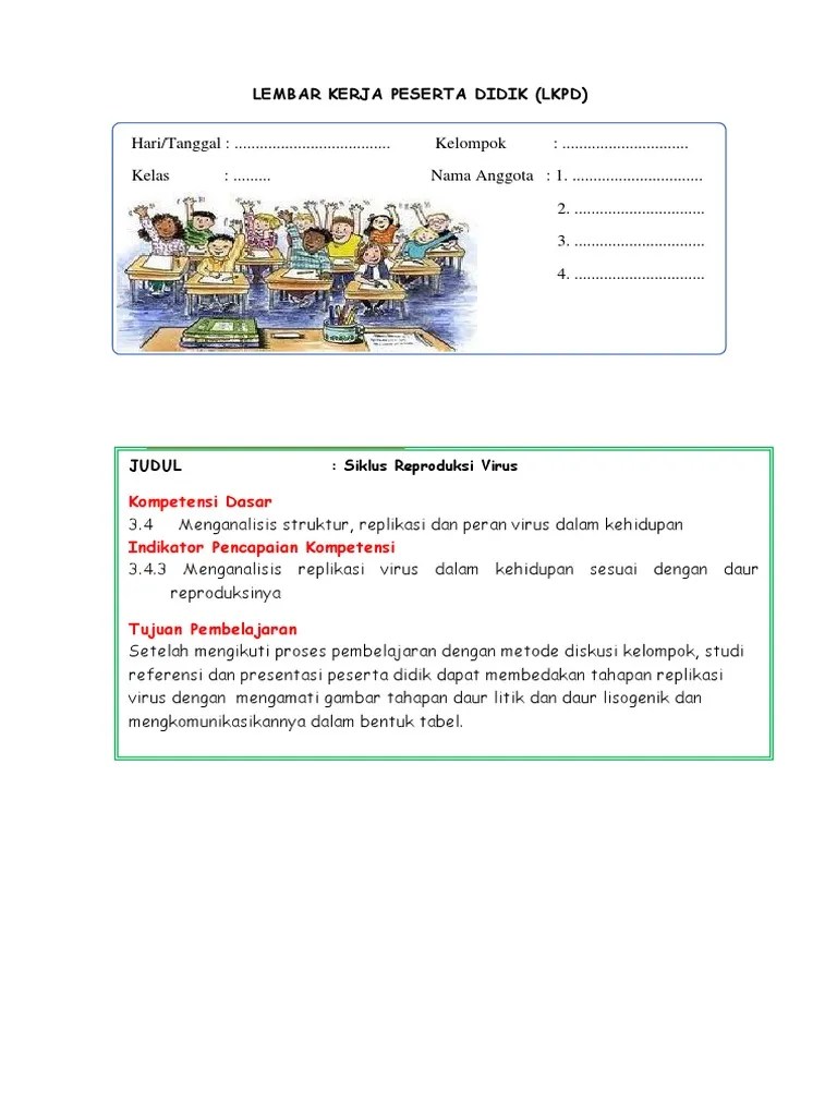 Hidup berdampingan dengan makhluk hidup lain misalnya dengan jamur. Lkpd Virus Peertheaching Pdf