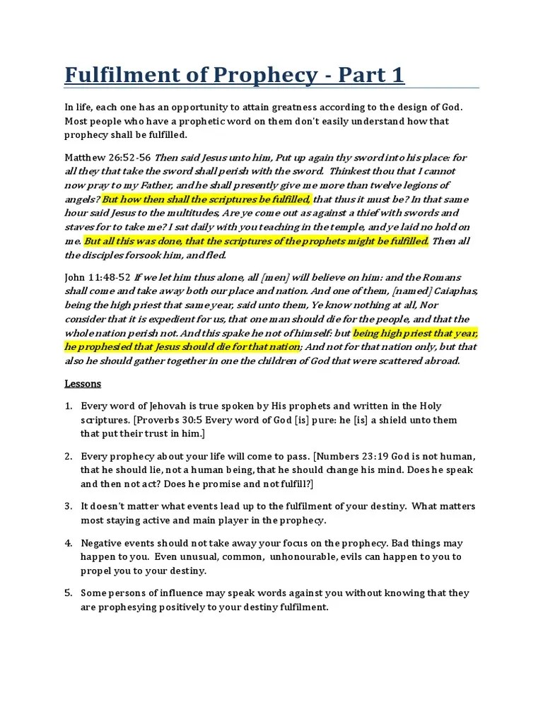 Fulfilment Of Prophecy | PDF | Prophecy | Prophet