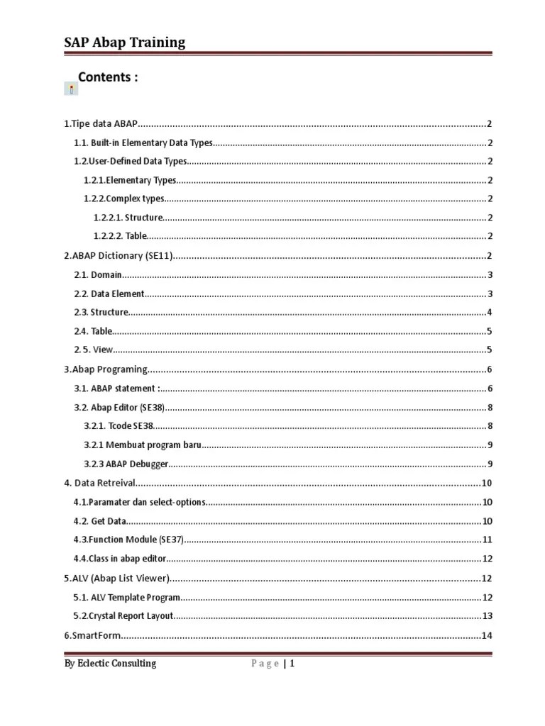 SAP Abap Traning | PDF | Parameter (Computer Programming) | Software ...