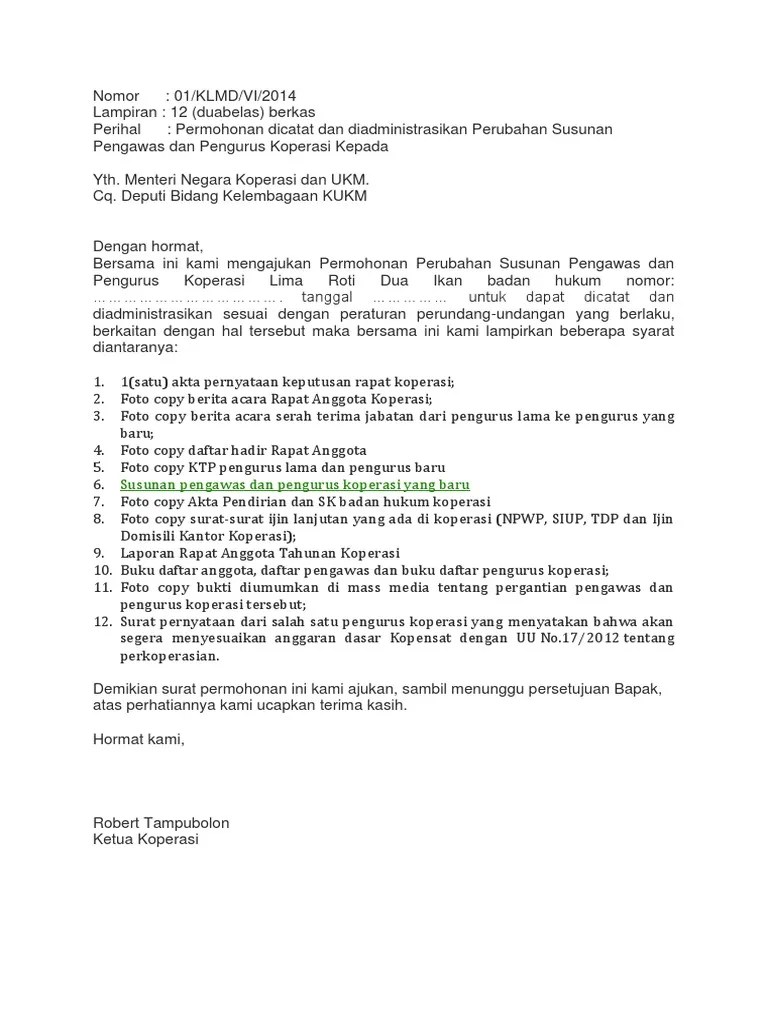 Contoh Surat Pembentukan Anisasi Contoh Surat 