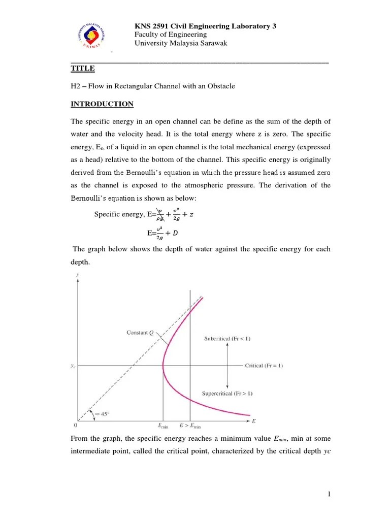 Flow In Rectangular Channel With Flow (Report) | PDF | Fluid Mechanics | Pressure