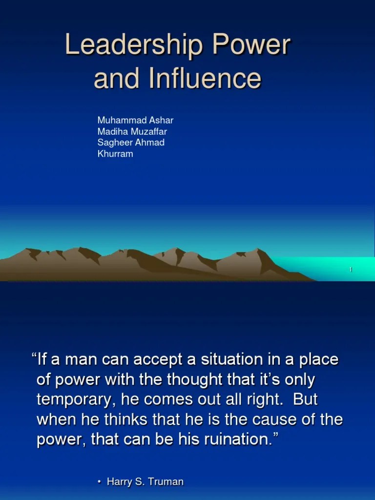 Leadership Power And Influence | PDF | Power (Social And Political ...