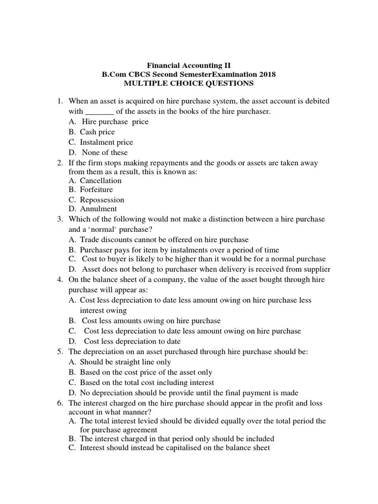 MCQ Financial Accounting II PDF | PDF | Debits And Credits | Depreciation