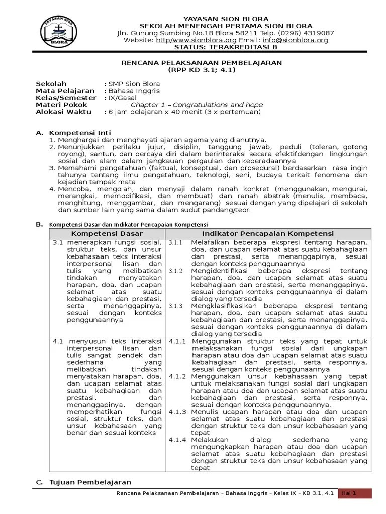 08.04.2021 · soal bahasa inggris kelas 8 kd 3.1. Rpp Kelas 9 Kd 3 1 4 1 Pdf