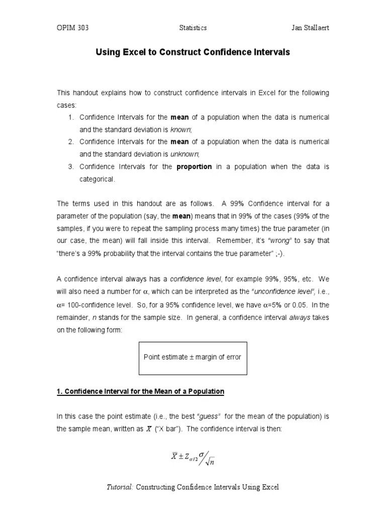 Confidence Intervals | PDF | Confidence Interval | Margin Of Error