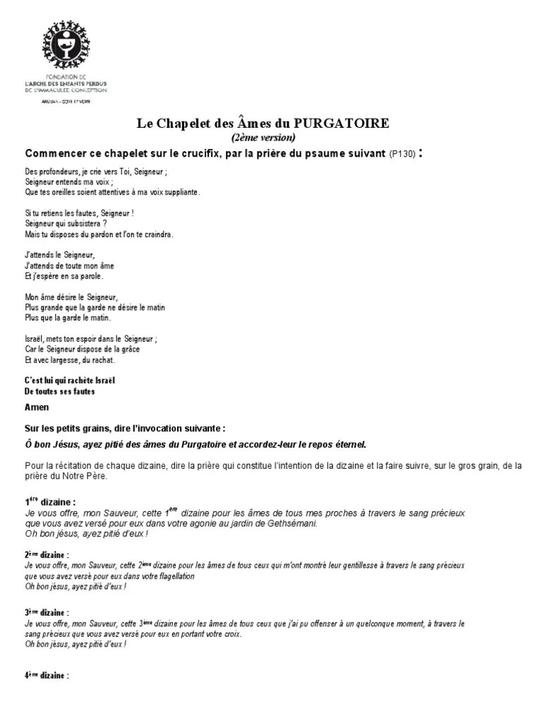 Chapelet Pour Les Ames Du Purgatoire | PDF | Jésus | Expérience et  comportement religieux