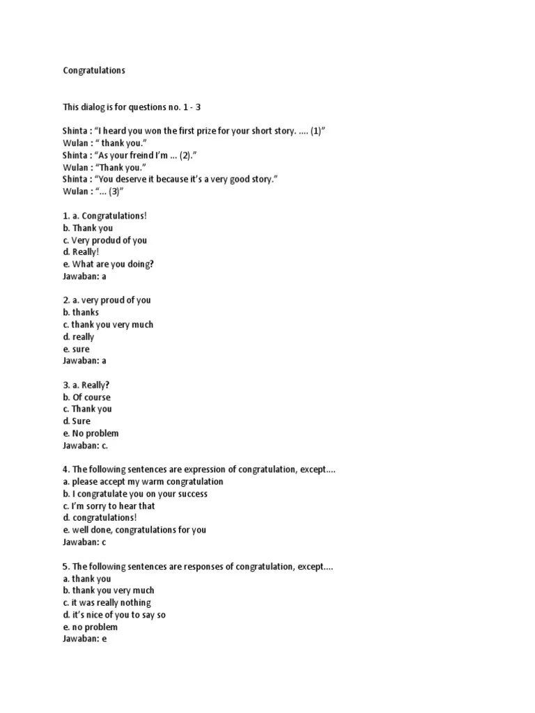 I like the way you speak. Soal Congratulation Pdf