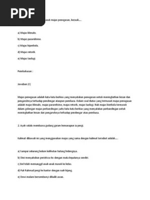 Batu karang tetap kukuh berdiri meski ombak keras menerjangnya. Soal Bi Kelas 7 Pdf