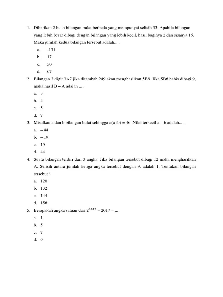 Soal SMP 2017 PDF | PDF