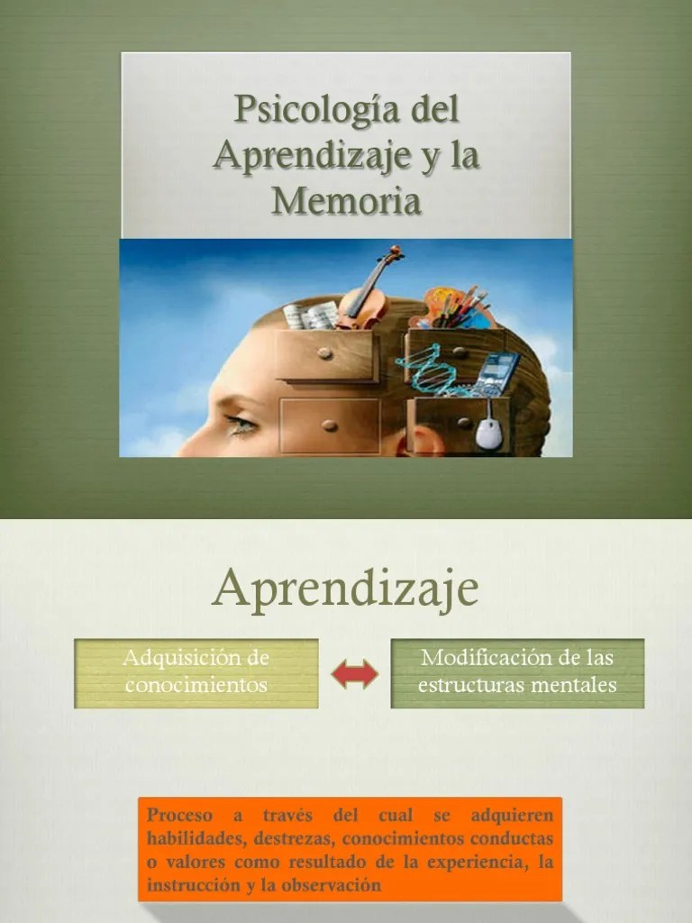 Psicologia Del Aprendizaje Y La Memoria | PDF | Memoria | Aprendizaje