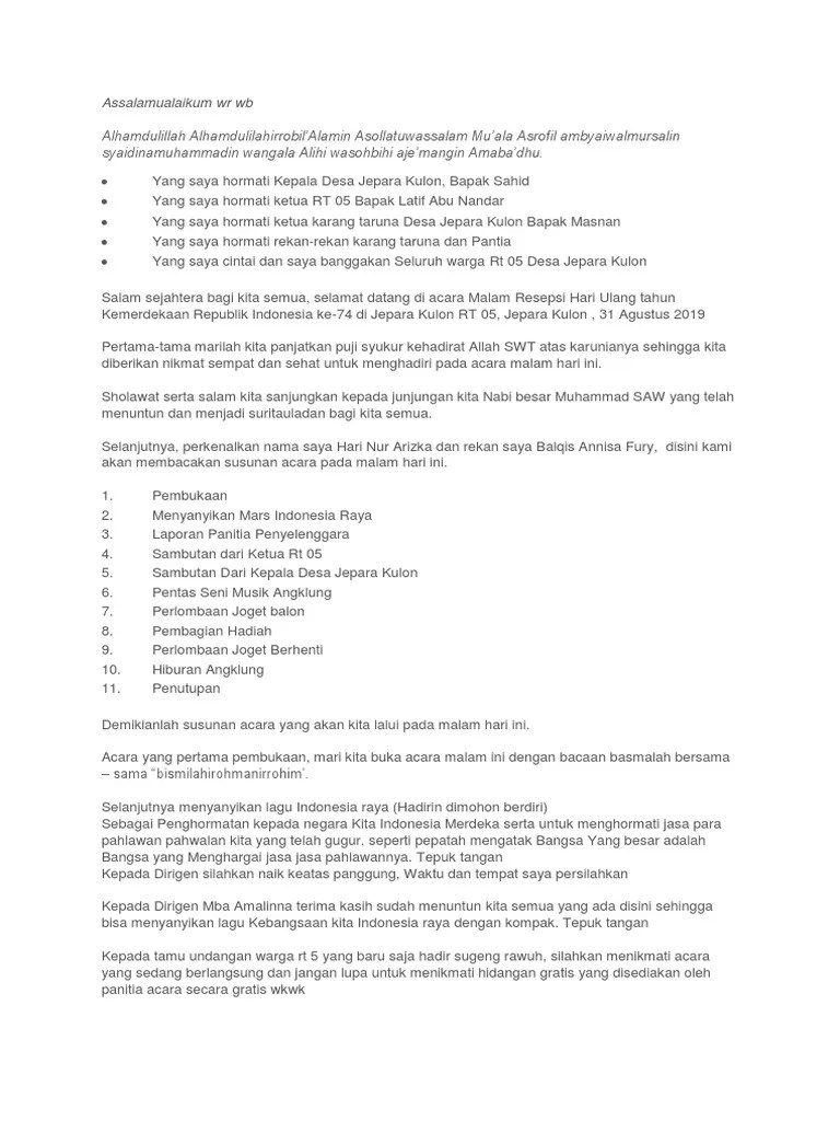 Doc contoh naskah mc untuk acara tujuh belasan linda. Contoh Teks Mc Acara 17 Agustusan Pdf