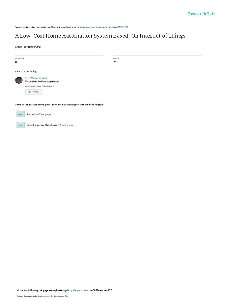 A Low Cost Automation System Based On IoT | PDF | Internet Of Things | World Wide Web