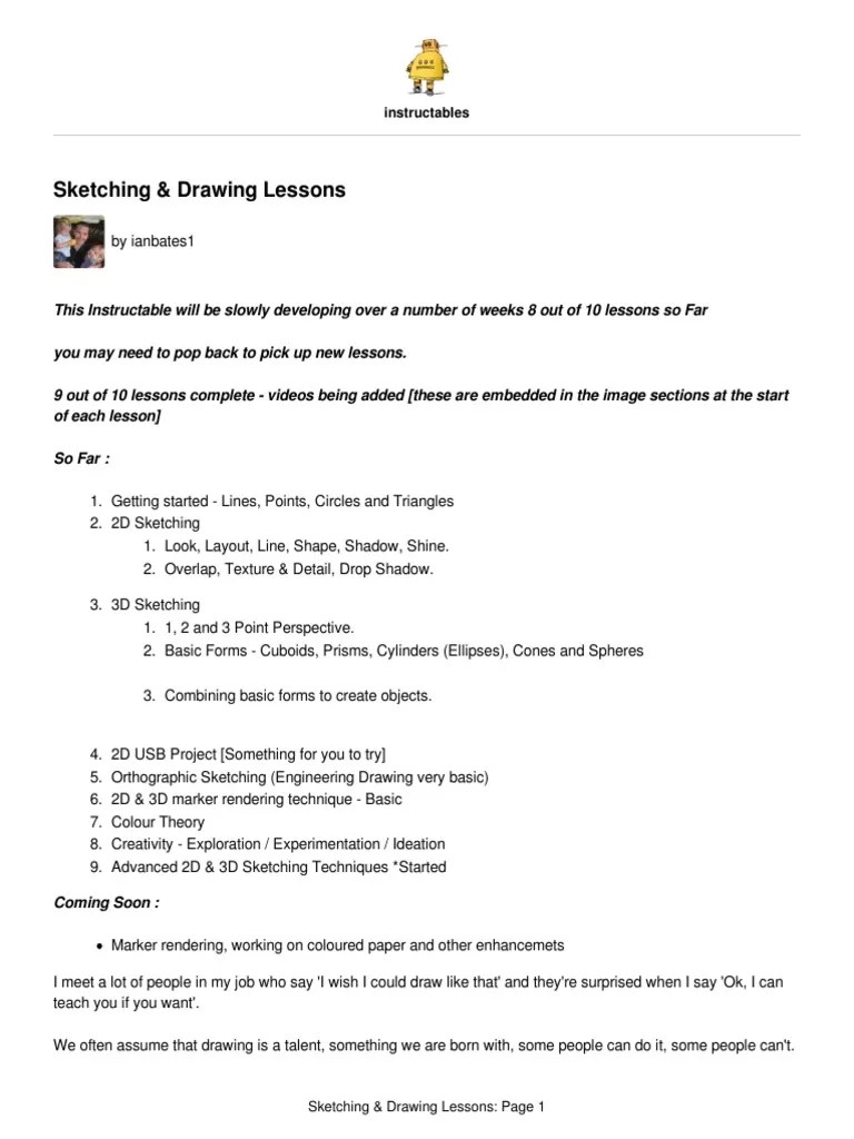 Sketching Drawing Lessons | PDF | Drawing | Perspective (Graphical)