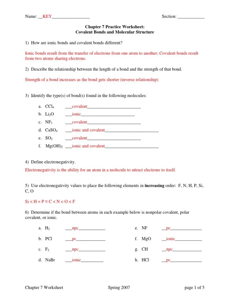 | back to top | element trading cards (t. Chemistry Worksheet Pdf Covalent Bond Chemical Polarity