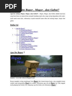 Ternyata inilah arti kata mager yang sebenarnya, banyak yang salah paham, cek yuk. Apa Itu Baper Pdf