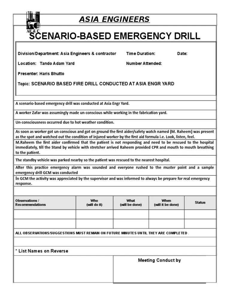 Scenario Base Emergency Drill | Public Safety | Safety