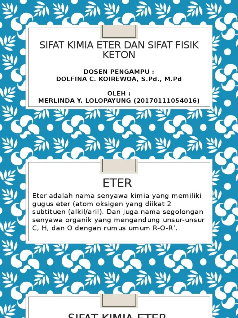Sifat Kim Eter &amp; Sifat Fis Keton