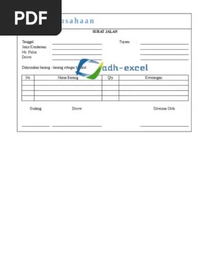 Contoh format surat jalan (delivery order/do) dengan excel. Surat Jalan Excel Pdf