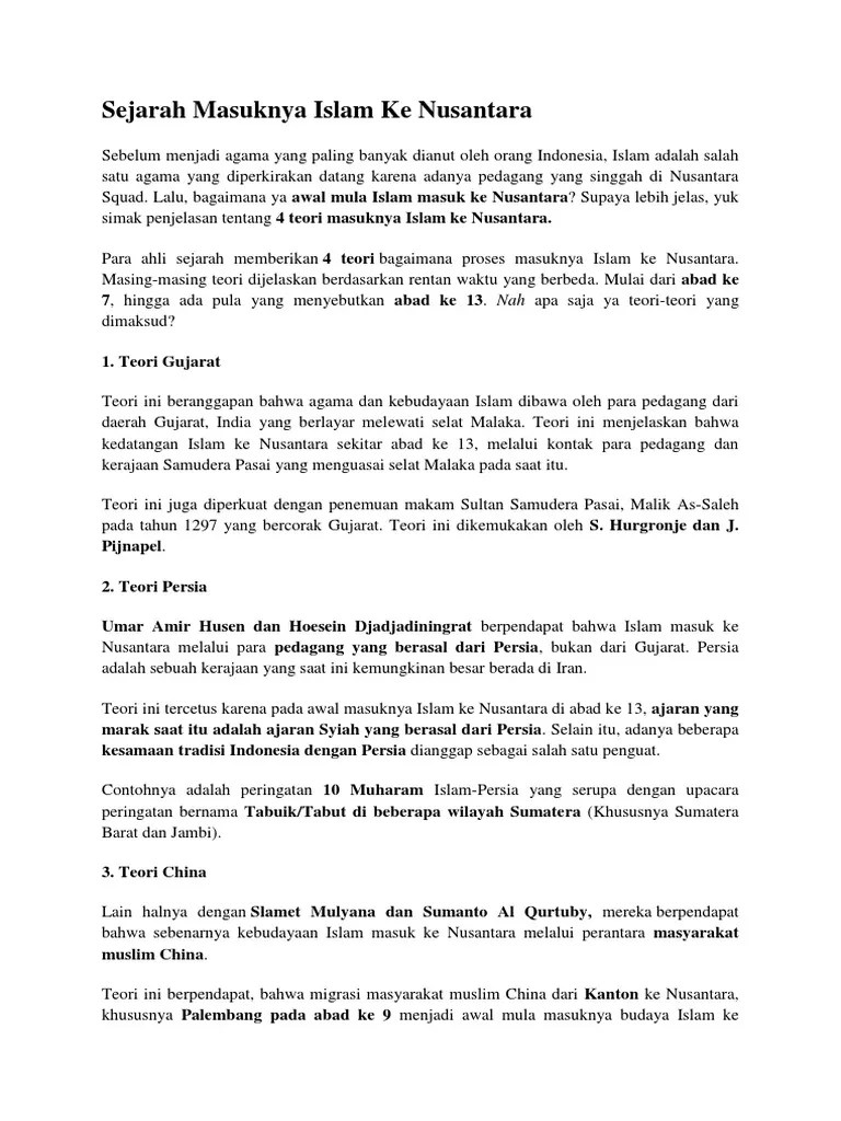 Sejarah nusantara kerajaan islam di nusantara hingga akhir masa kompeni penulis sanusi pane/sejarawan dan sastrawan angkatan pujangga baru buku asli. Sejarah Masuknya Islam Ke Nusantara Pdf
