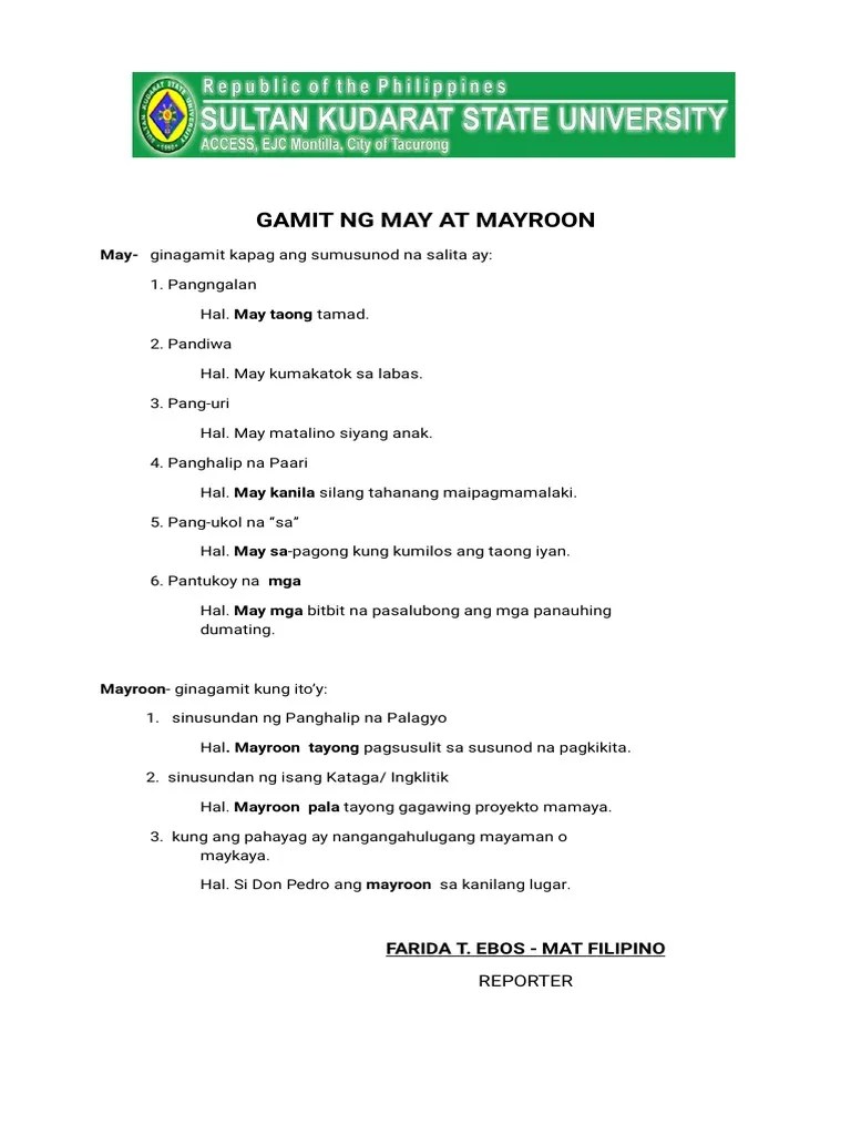 gamit ng may at mayroon pdf