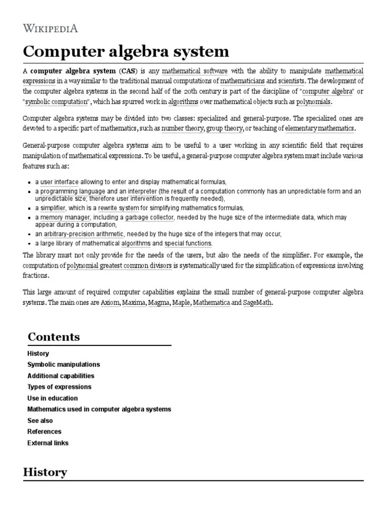 Computer Algebra System | PDF | Theoretical Computer Science | Applied ...