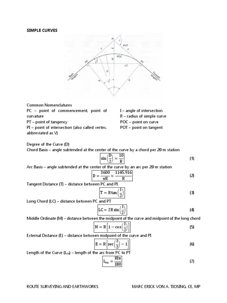 Simple Curves PDF | PDF | Angle | Tangent