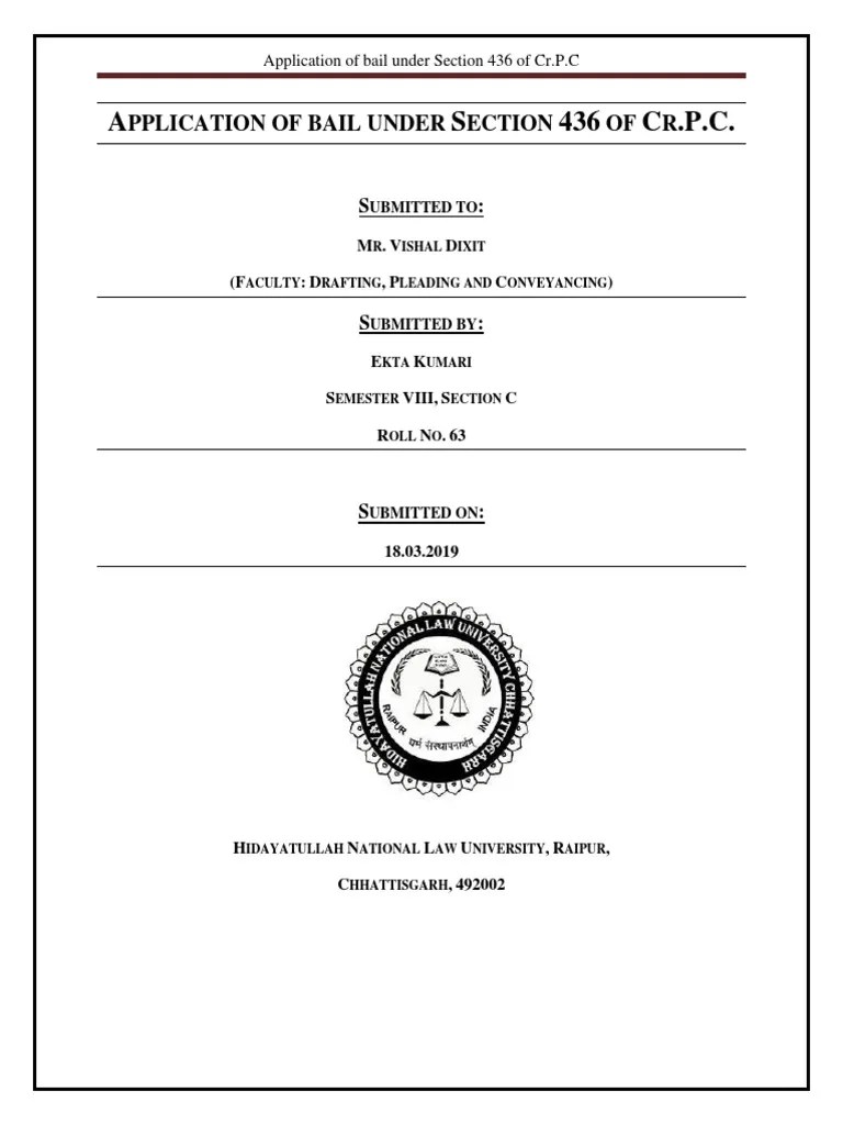 Bail Petition Under Section 436 Of CRPC | PDF | Bail | Criminal Procedure In South Africa