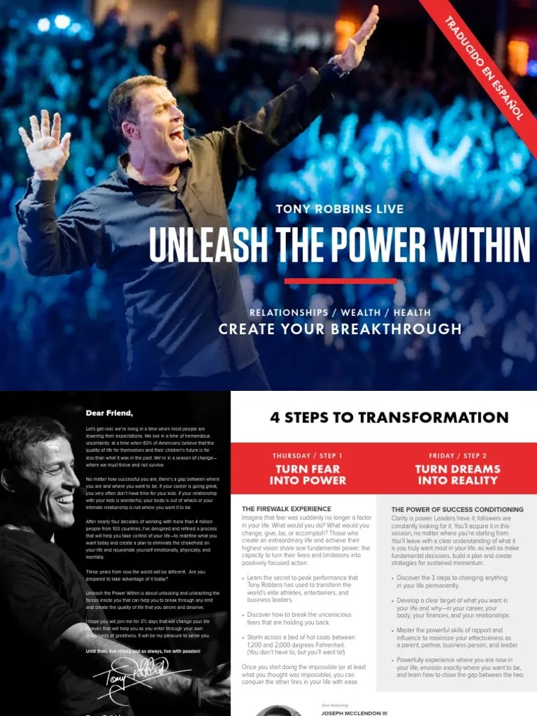TONY ROBBINS Unleash The Power Within Brochure | PDF