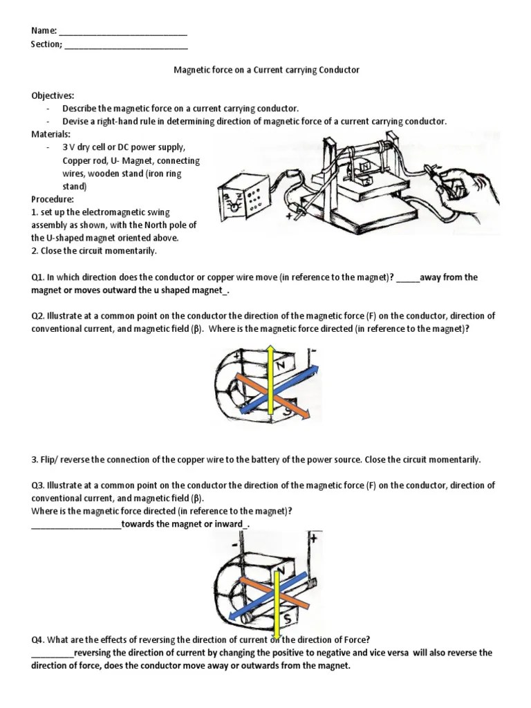 Activity On Magnetic Field On Current Carrying Wire | PDF | Magnetic Field | Electrical Conductor