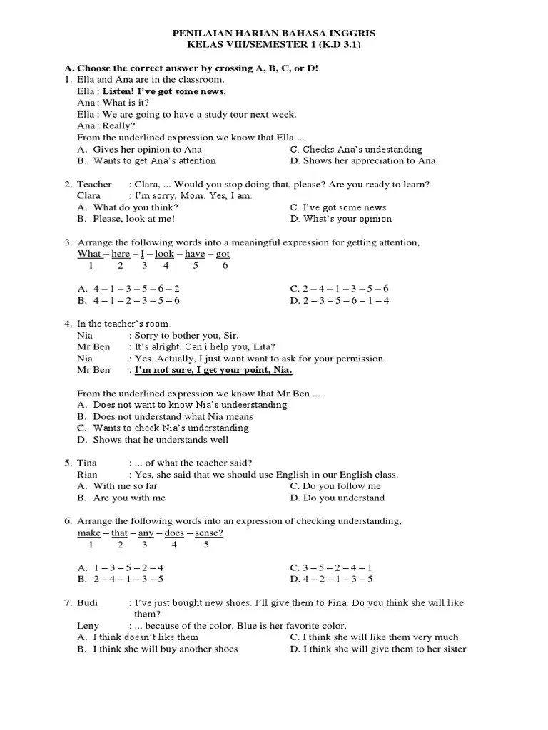 PH Kelas 8 Sem 1 K.D 3.1 | PDF