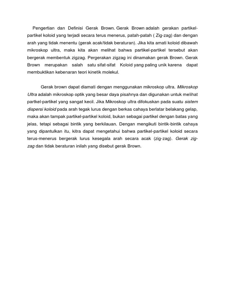 Pengertian Dan Definisi Gerak Brown | PDF