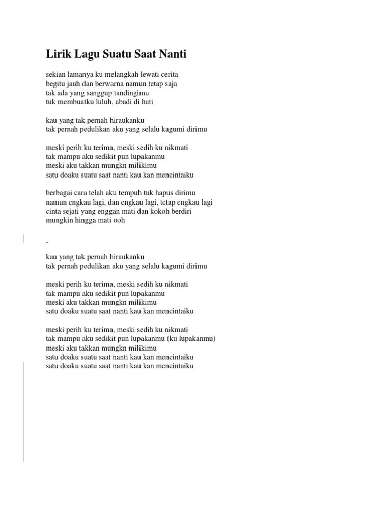 Kisah aku dikongkek warga asing Lirik Lagu Suatu Saat Nanti Pdf